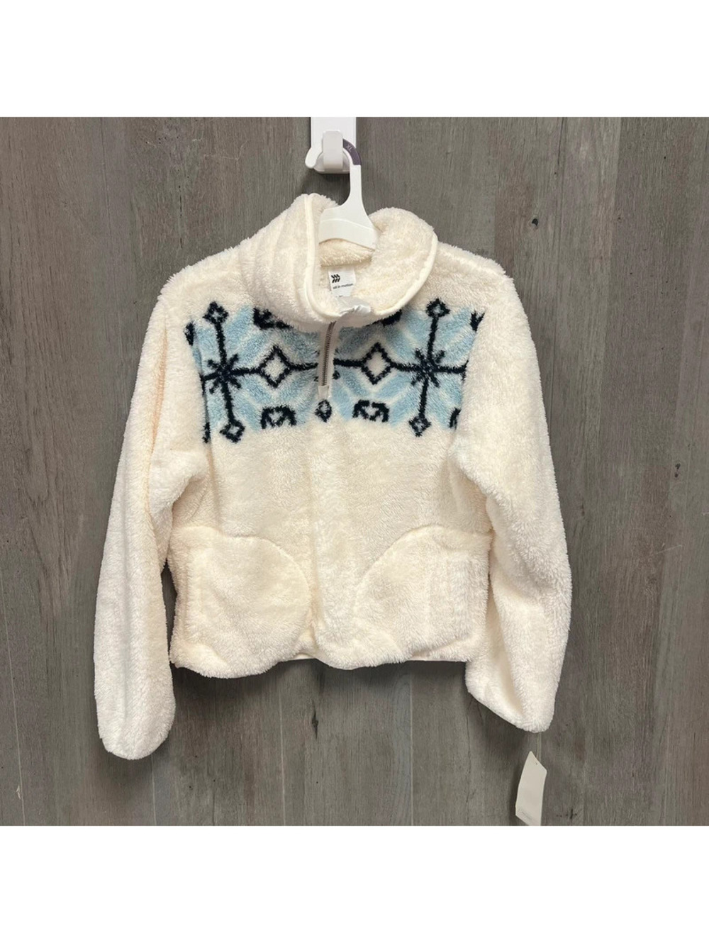 All in Motion cream sherpa quarter zip pullover girls XL 14